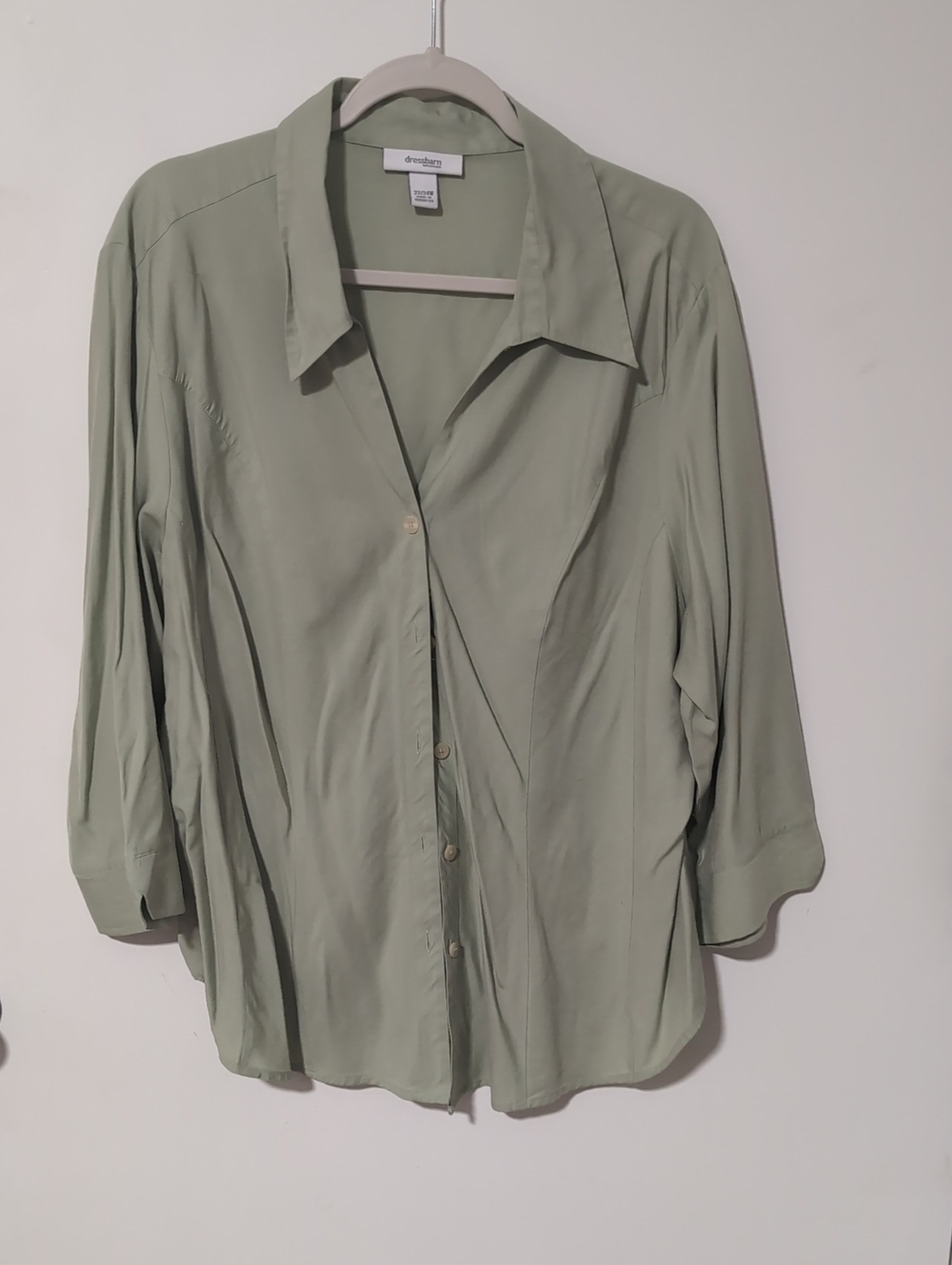 dressbarn Light Sage Green Button-Down Shirt